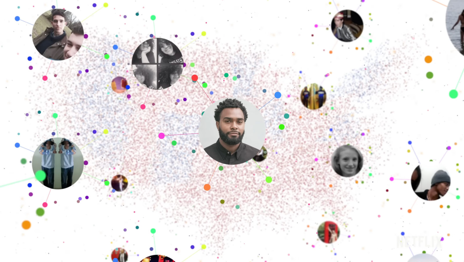 Network of human behavior data points — visualization from The Great Hack